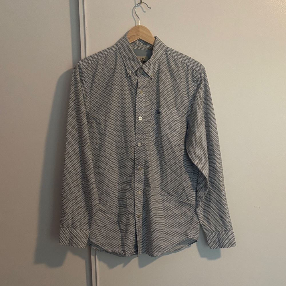 Dockers Mens Navy and White Microdot Button-Down Shirt
